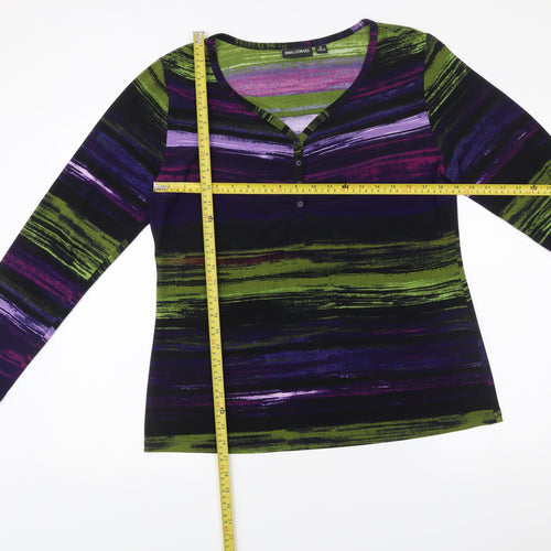 Nina Leonard Womens Multicoloured XL Long Sleeve Henley Top