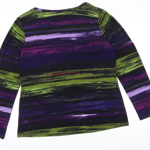 Nina Leonard Womens Multicoloured XL Long Sleeve Henley Top