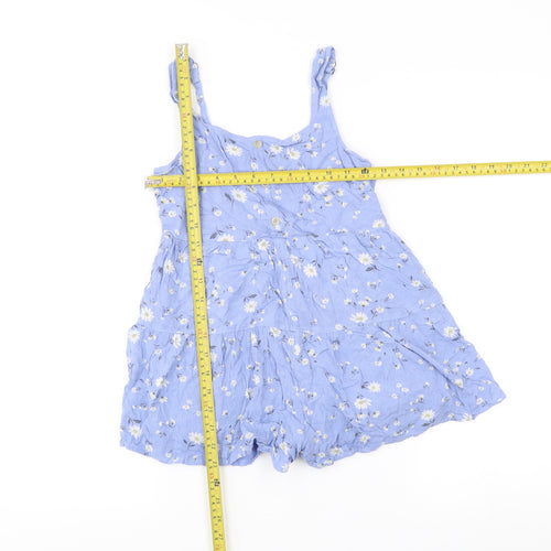 Abercrombie Kids Girls Blue Floral Playsuit Size 9-10 Years Summer Casual