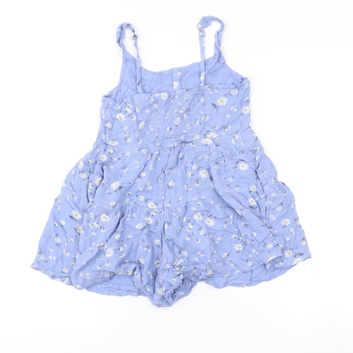 Abercrombie Kids Girls Blue Floral Playsuit Size 9-10 Years Summer Casual
