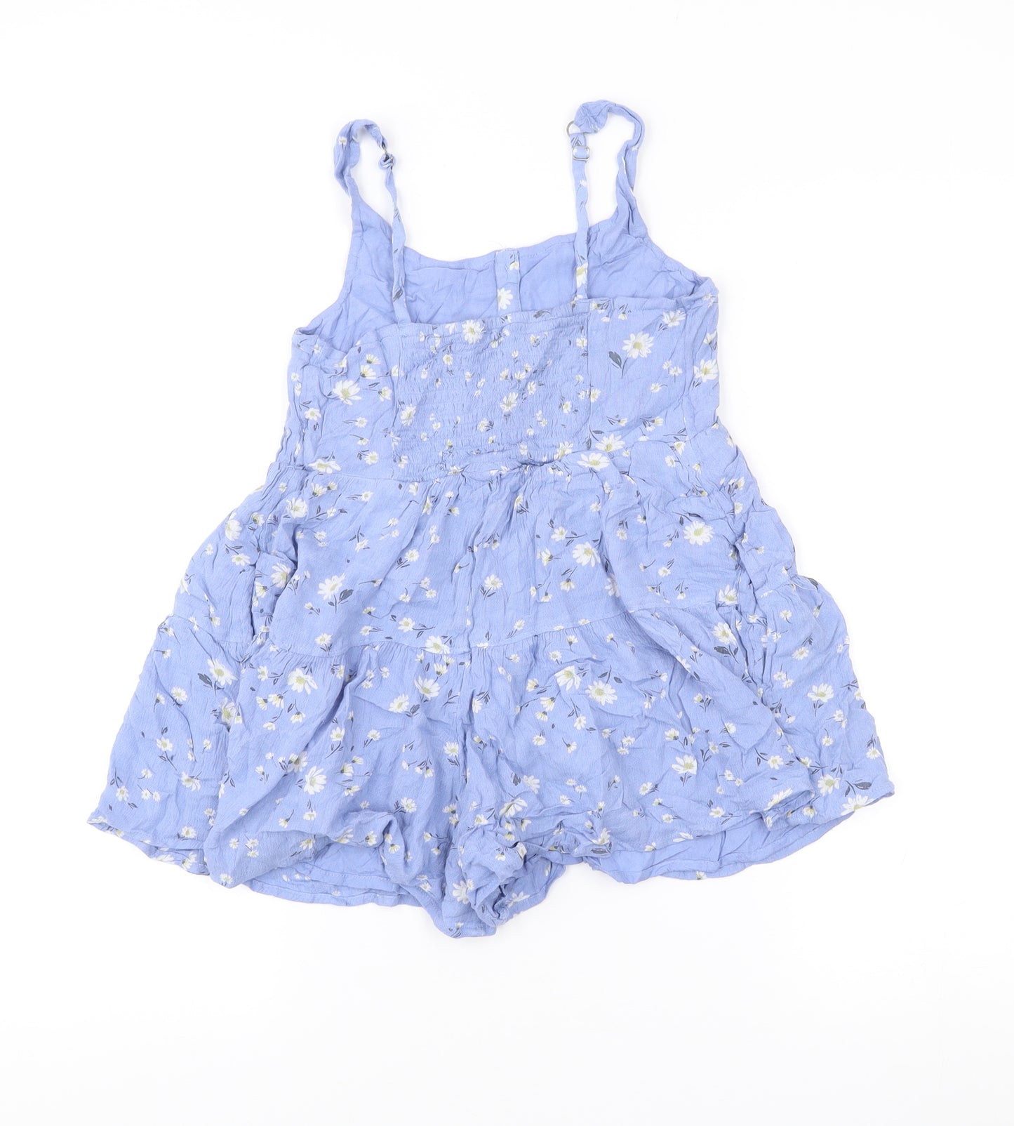 Abercrombie Kids Girls Blue Floral Playsuit Size 9-10 Years Summer Casual
