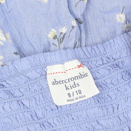 Abercrombie Kids Girls Blue Floral Playsuit Size 9-10 Years Summer Casual