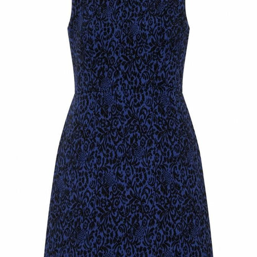Zara Women Blue Floral Jacquard Sleeveless A-Line Dress Size 12