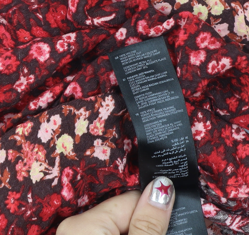 Red Herring Womens Multicoloured Floral Blouse Size 12 Viscose Tunic