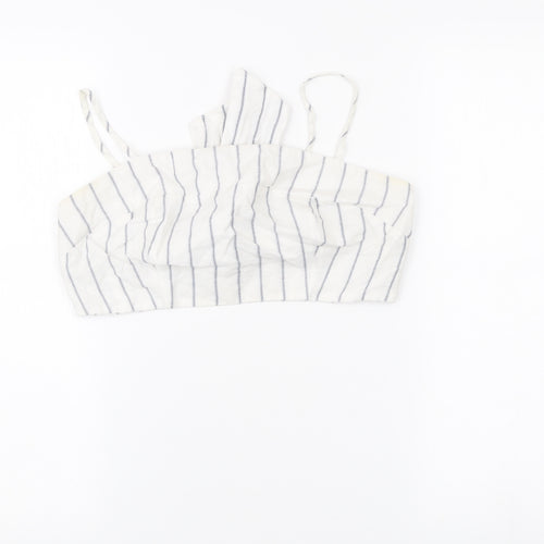New Look Women’s White Striped Cropped Tank Top Size 12 Summer Bow Tie