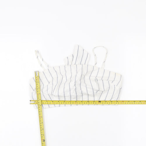 New Look Women’s White Striped Cropped Tank Top Size 12 Summer Bow Tie