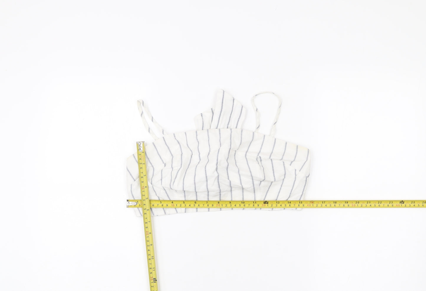 New Look Women’s White Striped Cropped Tank Top Size 12 Summer Bow Tie