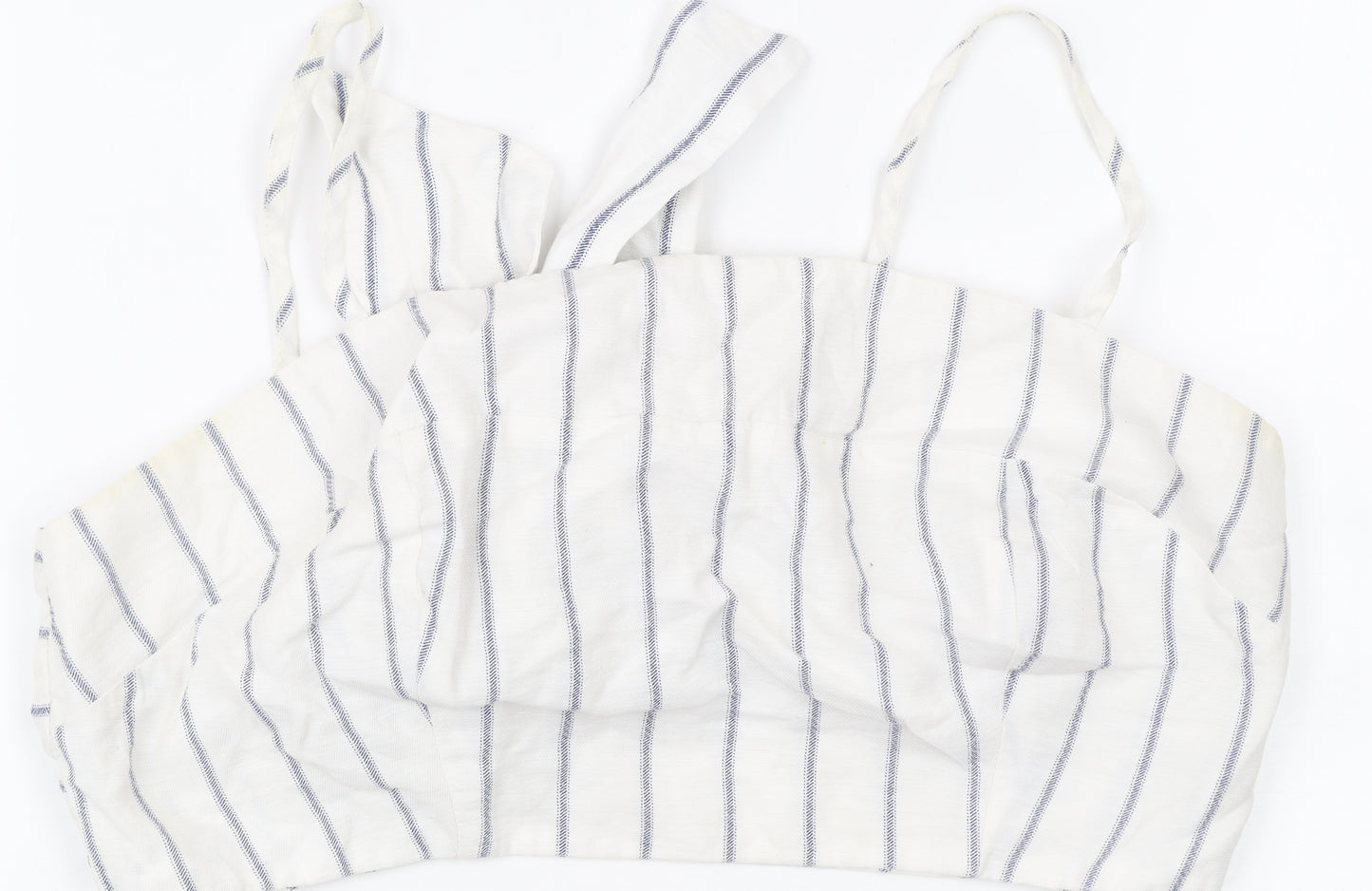 New Look Women’s White Striped Cropped Tank Top Size 12 Summer Bow Tie
