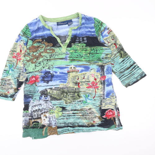 Artscapes Womens Multicoloured Tunic Blouse Size S 3/4 Sleeve V-Neck