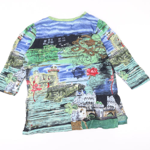 Artscapes Womens Multicoloured Tunic Blouse Size S 3/4 Sleeve V-Neck
