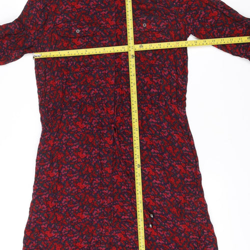 H&M Women’s Multicoloured Floral Shirt Dress Size 10 Long Sleeve