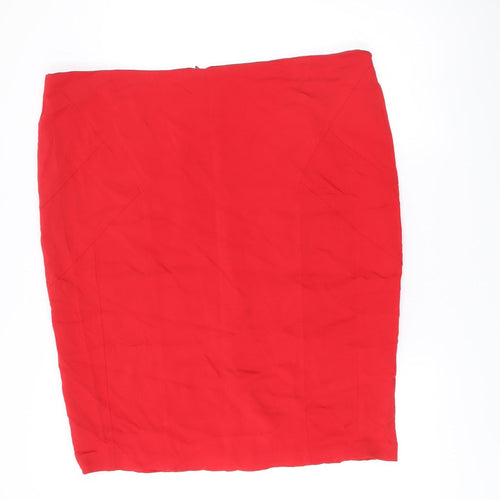 Marks and Spencer Per Una Red Pencil Skirt Women Size 22 Knee Length