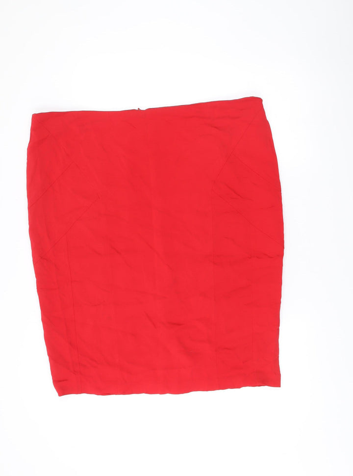 Marks and Spencer Per Una Red Pencil Skirt Women Size 22 Knee Length