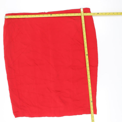 Marks and Spencer Per Una Red Pencil Skirt Women Size 22 Knee Length