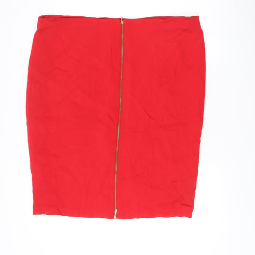 Marks and Spencer Per Una Red Pencil Skirt Women Size 22 Knee Length