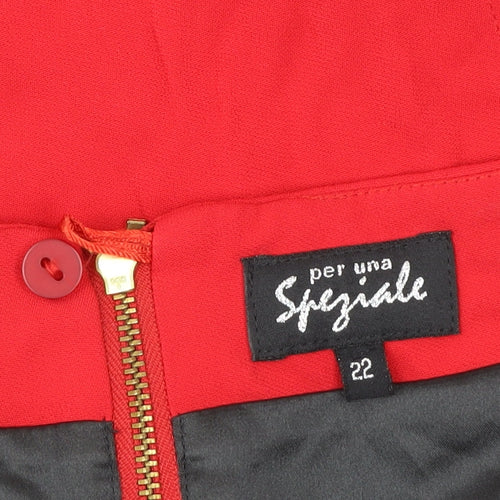 Marks and Spencer Per Una Red Pencil Skirt Women Size 22 Knee Length