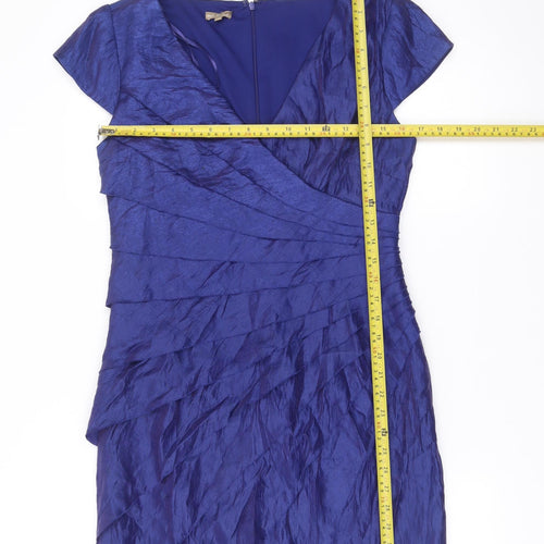 M&Co Boutique Women’s Blue V-Neck Sheath Dress Size 12 Formal Cocktail
