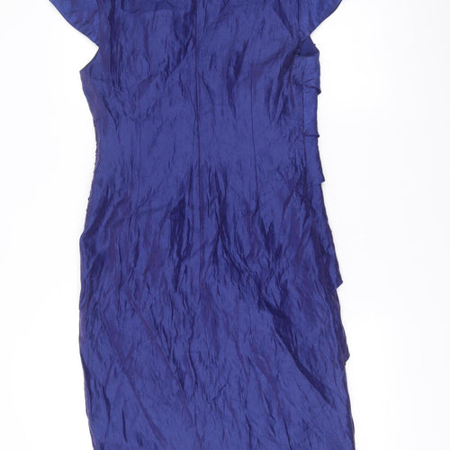 M&Co Boutique Women’s Blue V-Neck Sheath Dress Size 12 Formal Cocktail