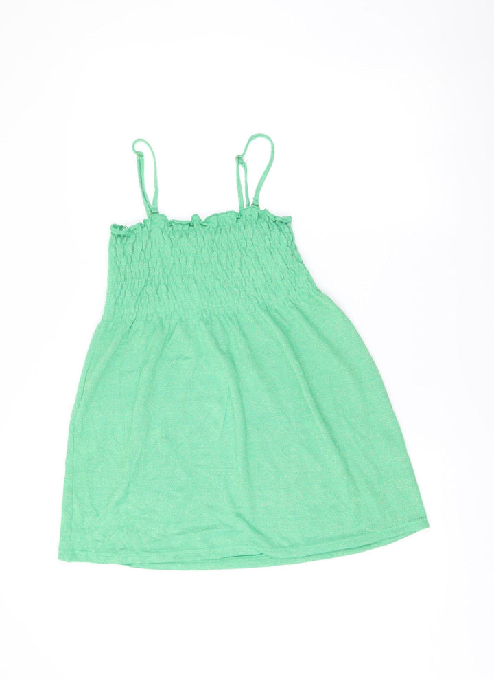 Vila Womens Green L Camisole Tank Top Spaghetti Strap Summer Knit