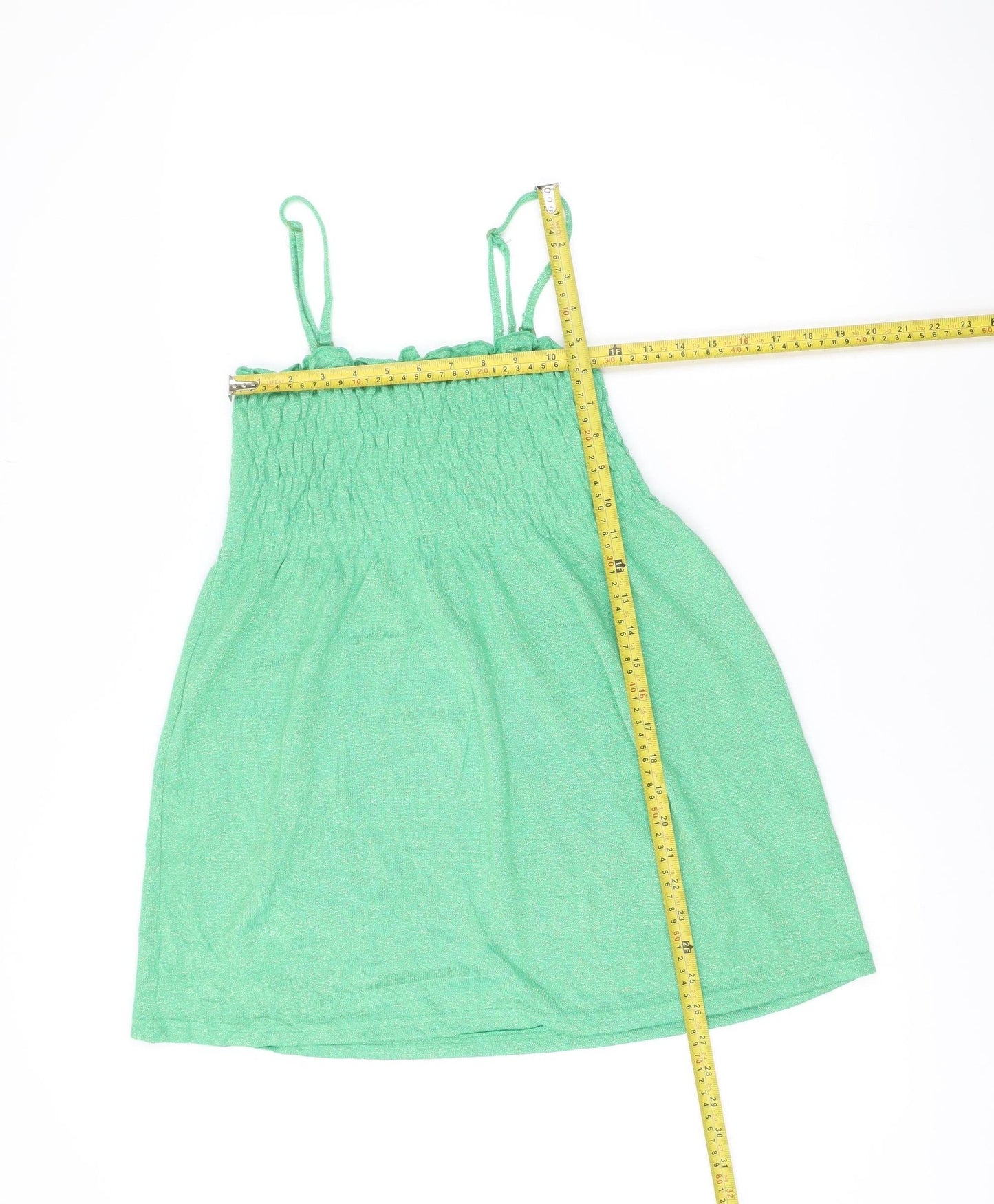 Vila Womens Green L Camisole Tank Top Spaghetti Strap Summer Knit