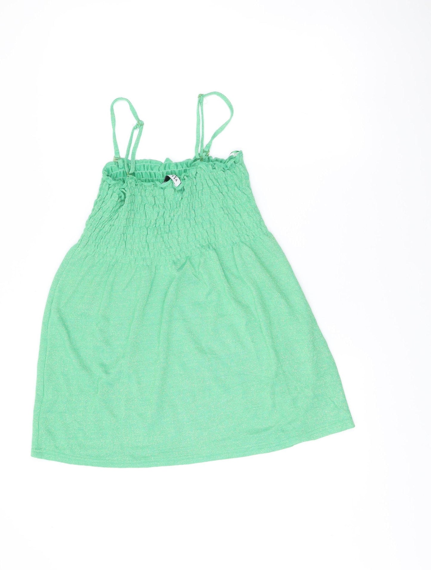 Vila Womens Green L Camisole Tank Top Spaghetti Strap Summer Knit