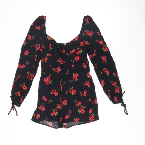 Urban Outfitters Women’s Black XS Floral Long Sleeve Playsuit