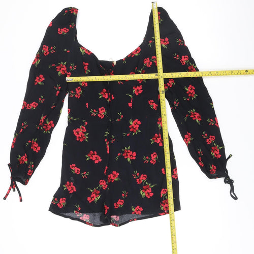 Urban Outfitters Women’s Black XS Floral Long Sleeve Playsuit