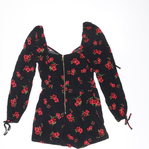 Urban Outfitters Women’s Black XS Floral Long Sleeve Playsuit