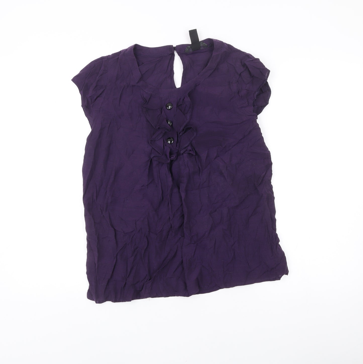 H&M Women’s Purple Blouse Size 18 Short Sleeve Ruffle Tunic Top