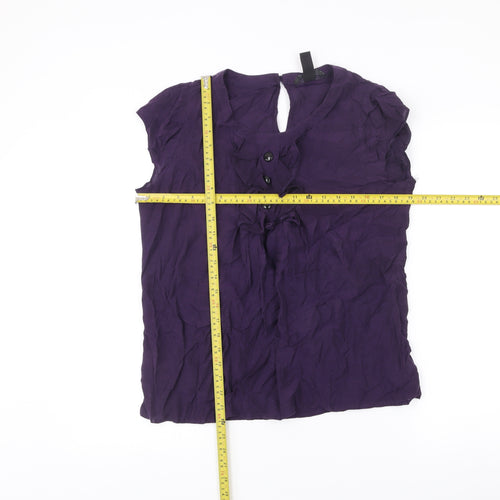 H&M Women’s Purple Blouse Size 18 Short Sleeve Ruffle Tunic Top
