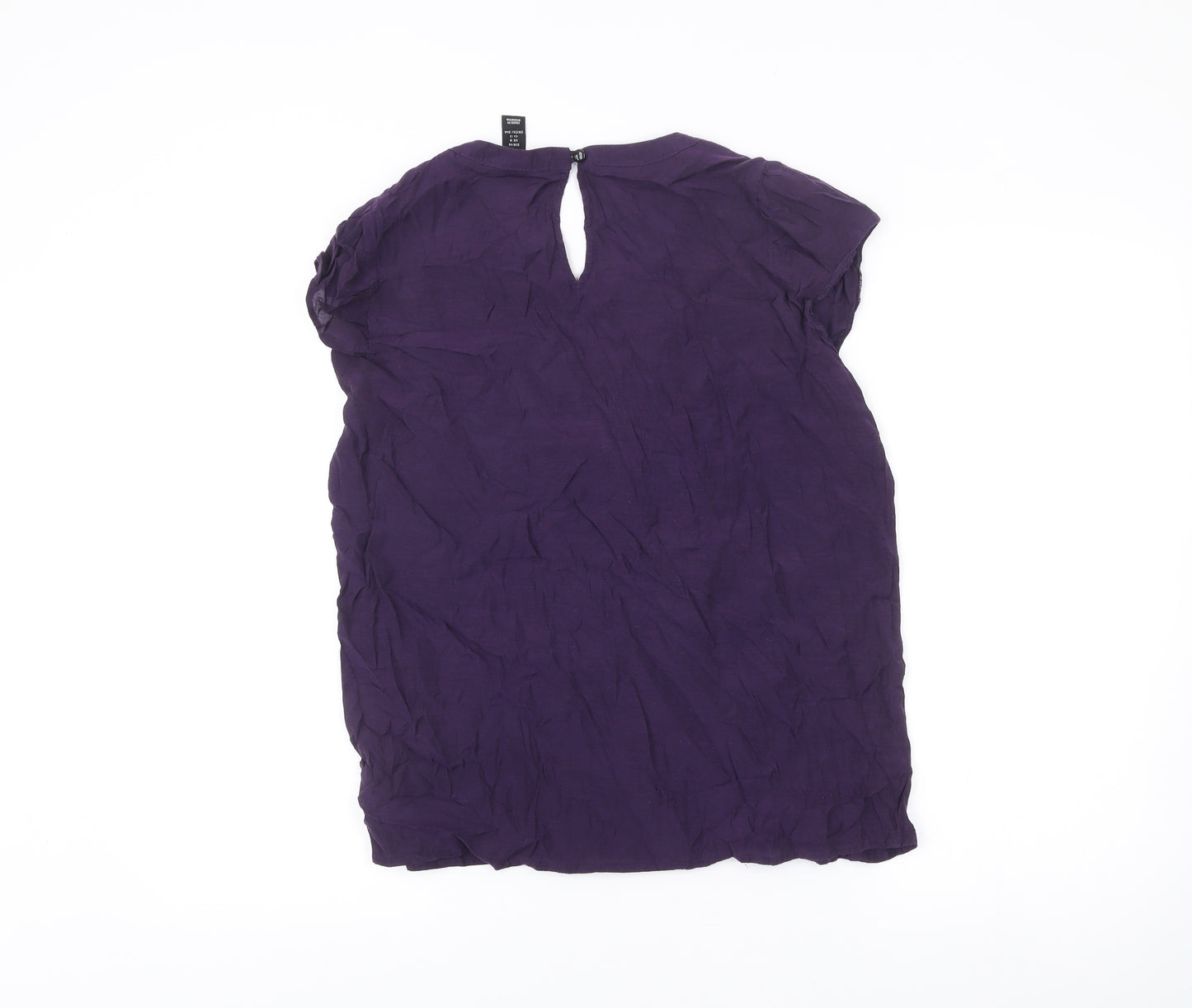 H&M Women’s Purple Blouse Size 18 Short Sleeve Ruffle Tunic Top
