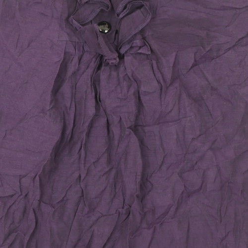 H&M Women’s Purple Blouse Size 18 Short Sleeve Ruffle Tunic Top