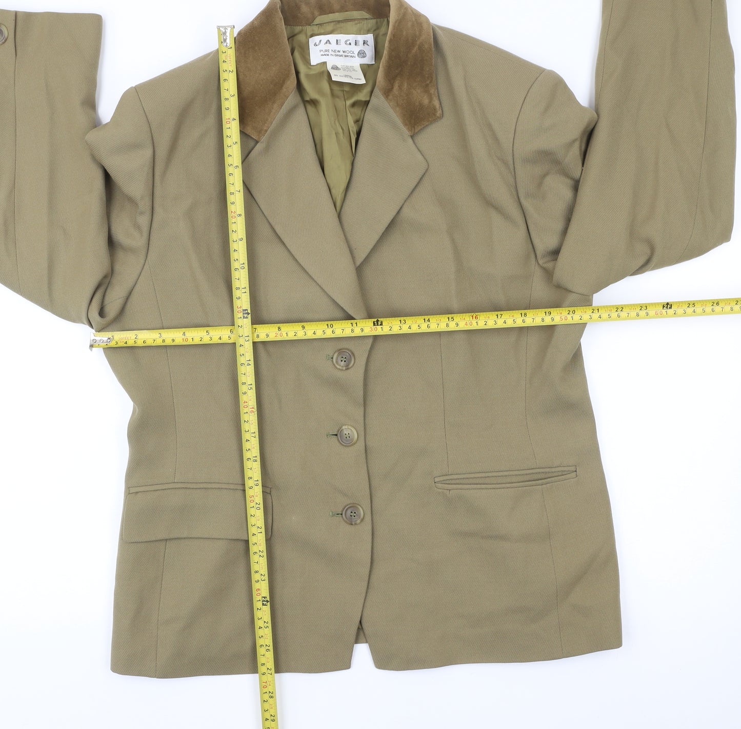 Jaeger Men's Brown Wool Blazer Jacket 3 Button Classic Formal 40R