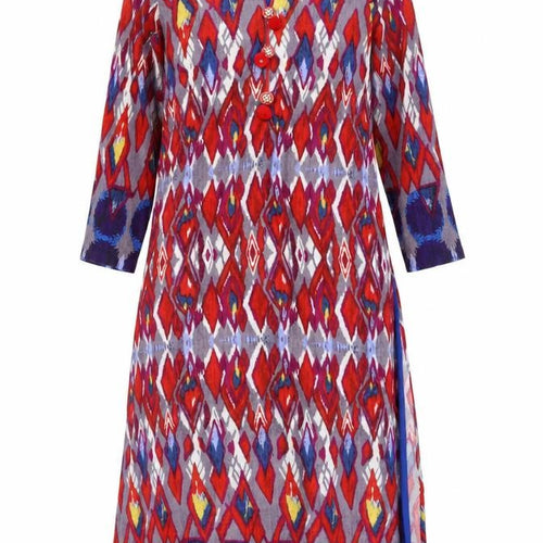 Pretty One Womens Multicoloured XL Midi Shift Dress 3/4 Sleeve V-Neck