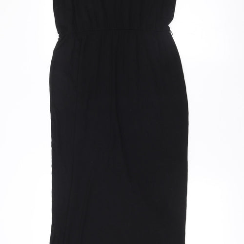 Oasis Womens Black Sheath Dress Size 12 Sleeveless Keyhole Neck