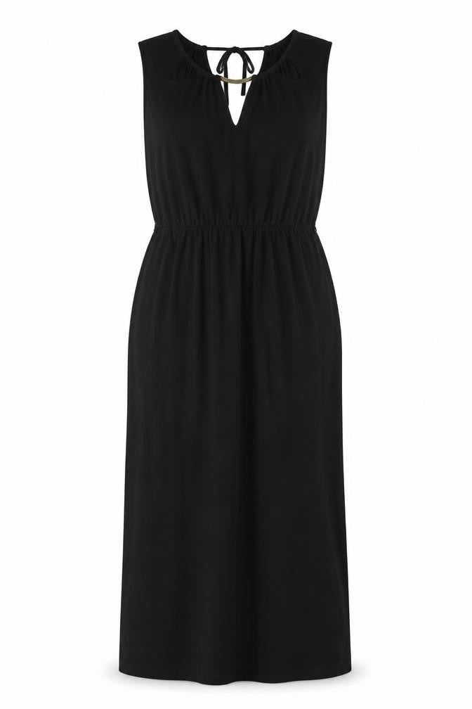 Oasis Womens Black Sheath Dress Size 12 Sleeveless Keyhole Neck