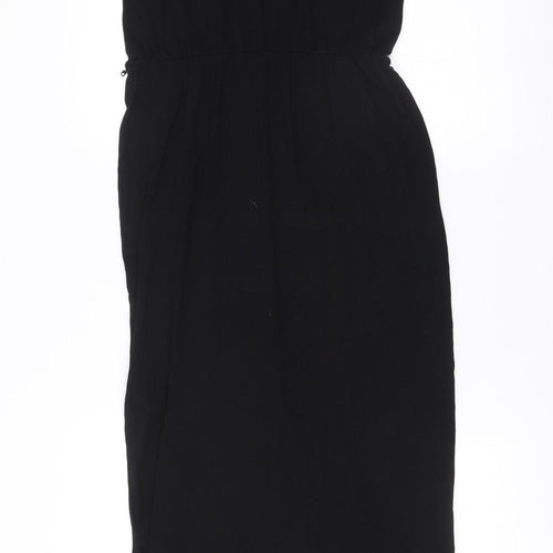 Oasis Womens Black Sheath Dress Size 12 Sleeveless Keyhole Neck