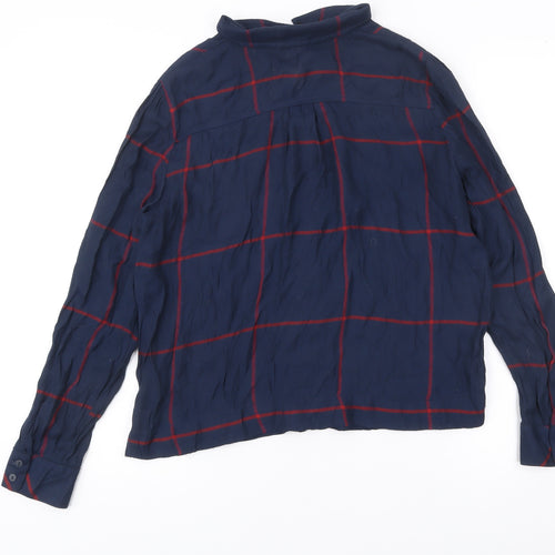 Mango Women’s Blue Checked Button-Up Shirt Size M Viscose Casual