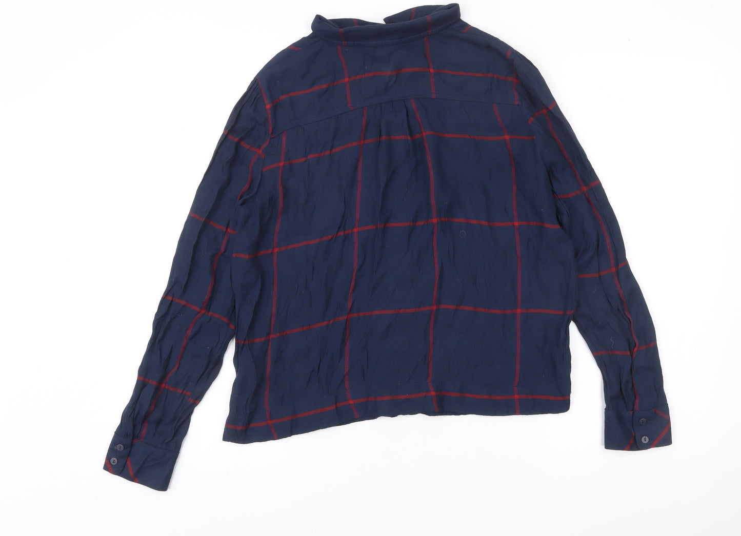 Mango Women’s Blue Checked Button-Up Shirt Size M Viscose Casual