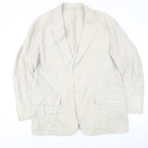 Di Caprio Womens Beige Linen Blazer Size 14 Regular Fit Jacket