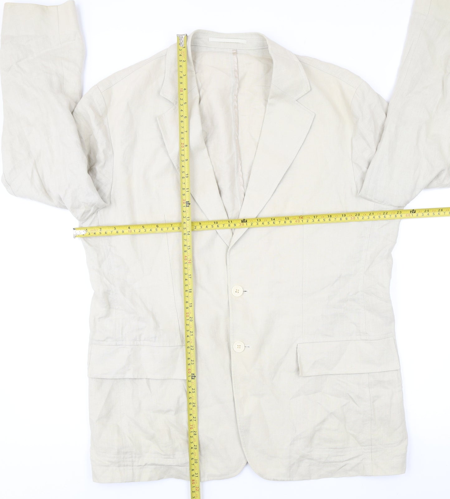 Di Caprio Womens Beige Linen Blazer Size 14 Regular Fit Jacket