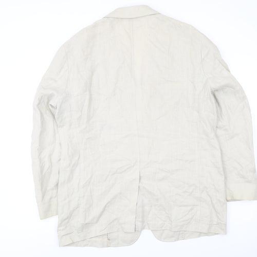 Di Caprio Womens Beige Linen Blazer Size 14 Regular Fit Jacket
