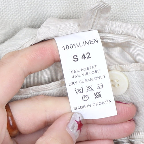 Di Caprio Womens Beige Linen Blazer Size 14 Regular Fit Jacket