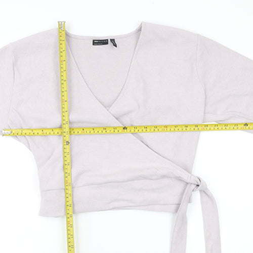 ASOS Design Women’s Grey Wrap Blouse UK 10 Long Sleeve V-Neck