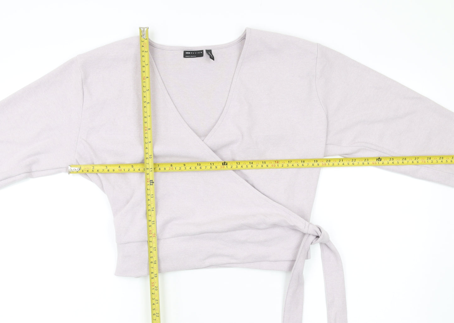 ASOS Design Women’s Grey Wrap Blouse UK 10 Long Sleeve V-Neck