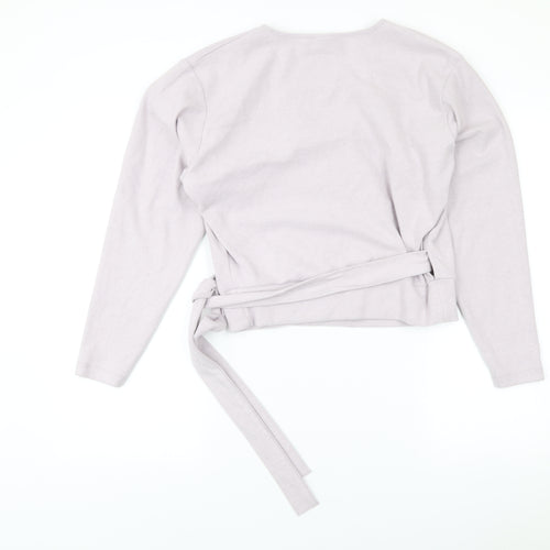 ASOS Design Women’s Grey Wrap Blouse UK 10 Long Sleeve V-Neck