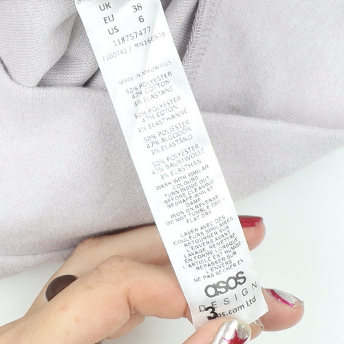 ASOS Design Women’s Grey Wrap Blouse UK 10 Long Sleeve V-Neck