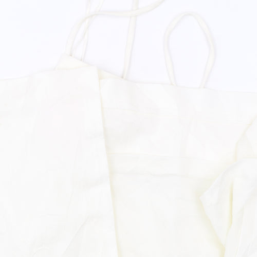 Zara Women’s White Midi Slip Dress Size 12 Viscose Strappy Summer