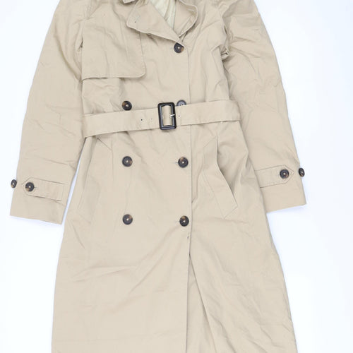 Marks and Spencer Womens Beige Size 10 Trench Coat Belted Long Jacket