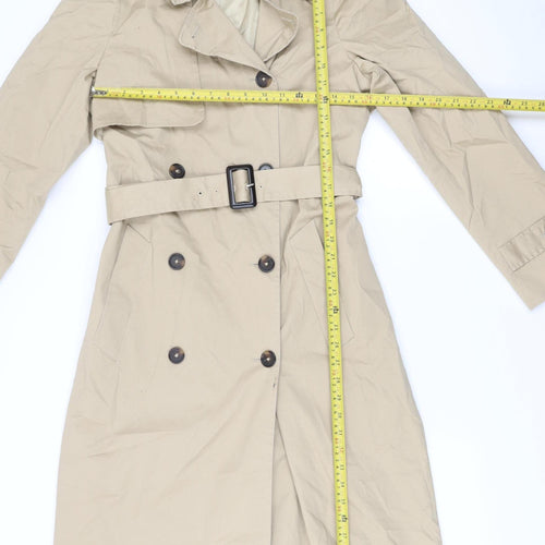 Marks and Spencer Womens Beige Size 10 Trench Coat Belted Long Jacket